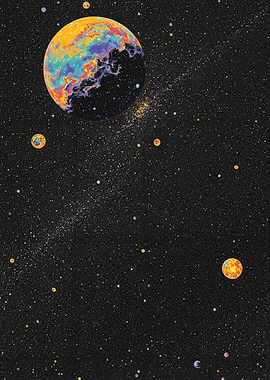 Colorful Planet in Starry Space