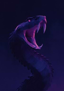 Menacing Snake with Open Mouth