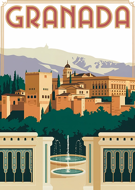 Granada Travel Poster Illustration