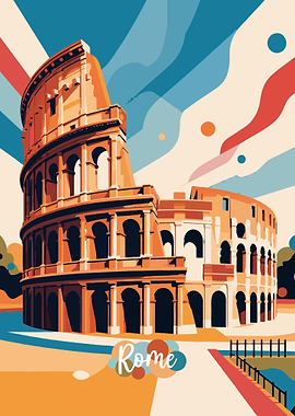 Rome Colosseum Pop Art Illustration