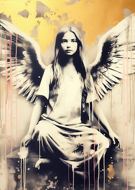 Angelic Figure with Wings Urban Art