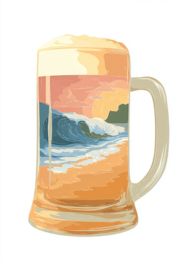 Beach in a Beer Mug Illustration