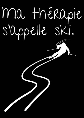 Skiing Therapy Black and White Graphic