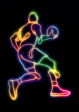Neon Basketball Player Silhouette