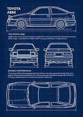 Car Toyota AE86 Blueprint