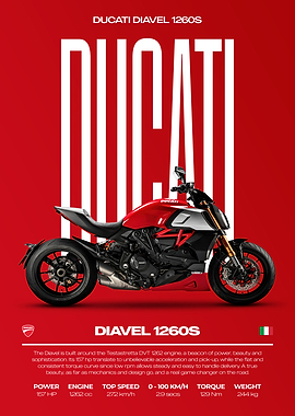 Ducati Diavel 1260S Motorcycle Poster