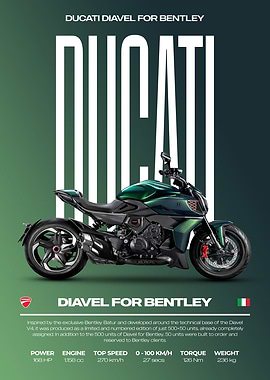 Ducati Diavel for Bentley Motorcycle Poster