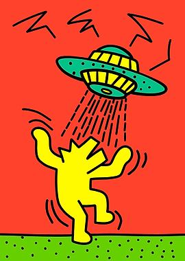 UFO Abduction Pop Art Illustration