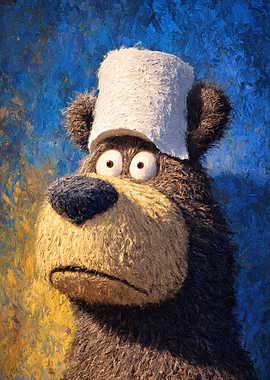 Sick Bear with Ice Pack Painting