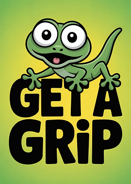 Get a Grip Cheerful Gecko Cartoon