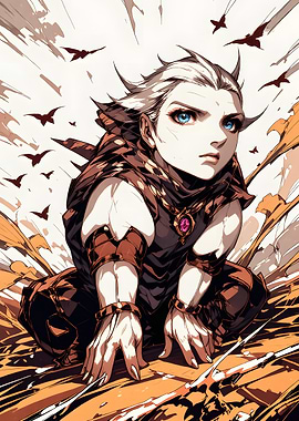 Fantasy Character with Birds