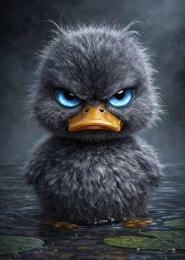 Angry Duckling with Blue Eyes