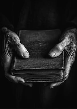 Aged Hands Holding a Book
