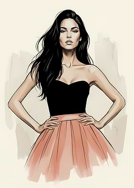 Fashion Illustration: Woman in Black Top