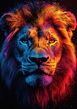 Colorful Lion Portrait