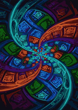 Colorful Abstract Swirl with Geometric Patterns