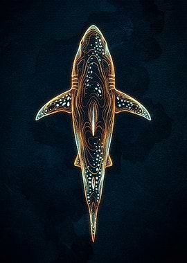 Abstract Shark Art on Dark Background