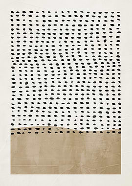 Abstract Minimalist Art with Dots and Block