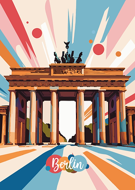 Berlin Brandenburg Gate Colorful Illustration