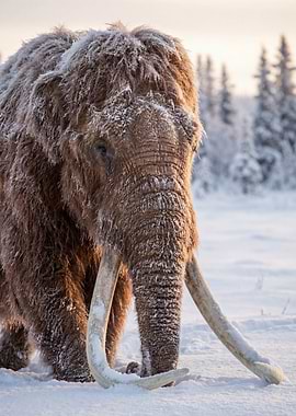 Woolly Mammoth in Snowy Landscape
