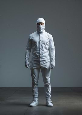 Minimalist White Masked Portrait — Monochrome Studio Photography