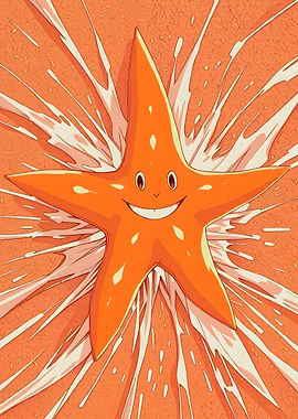 Smiling Orange Star Cartoon Illustration