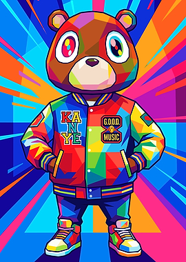 Kanye Bear Colorful Pop Art