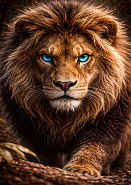 Majestic Lion with Piercing Blue Eyes