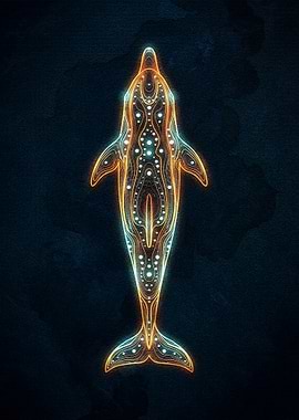 Abstract Dolphin Art on Dark Background