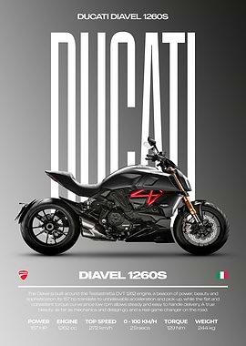 Ducati Diavel 1260S Motorcycle Poster