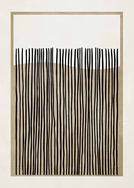 Abstract Black Lines on Beige Background