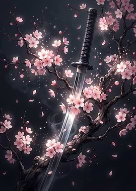 Katana and Cherry Blossoms