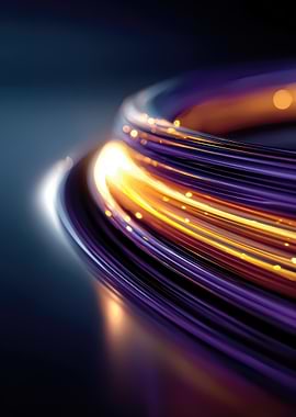 Abstract Purple and Gold Light Trails