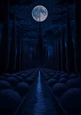 Moonlit Castle Path