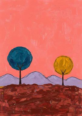 Colorful Trees Landscape Painting