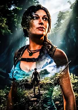 Lara Croft Double Exposure Portrait