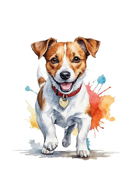 Watercolor Jack Russell Terrier Portrait