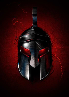 Spartan Helmet with Red Eyes