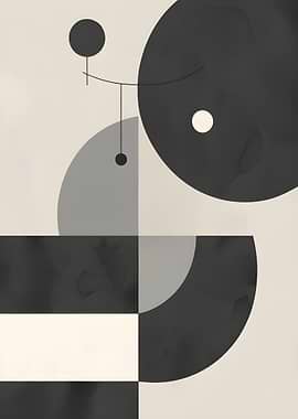 Abstract Geometric Composition in Neutral Tones