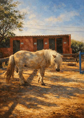 Pony in a Rural Setting Painting
