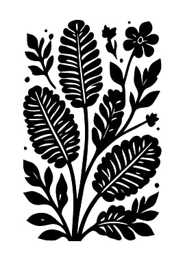 Black and White Floral Illustration