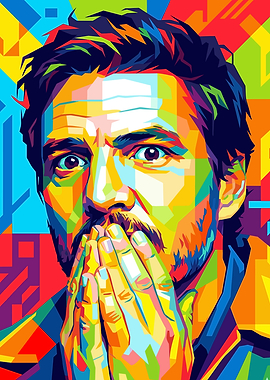 Pedro Pascal Colorful Pop Art Portrait