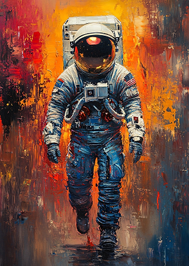 Astronaut in Space Suit Painting