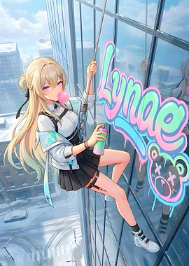 Anime Girl Graffiti Artist on Skyscraper