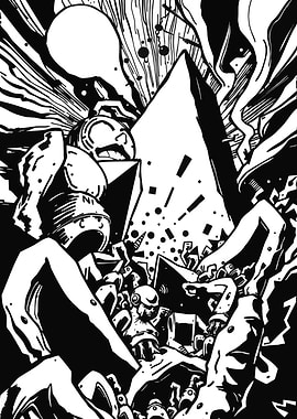 Monochrome Comic Book Style Illustration