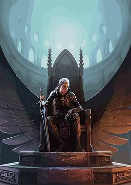 Winged Warrior Queen on Throne