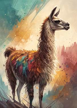 Colorful Llama Portrait