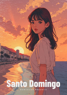 80s Retro Anime Girl at Santo Domingo Malecon