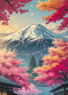 Mount Fuji and Cherry Blossoms