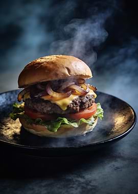 Delicious Burger with Onions and Cheese